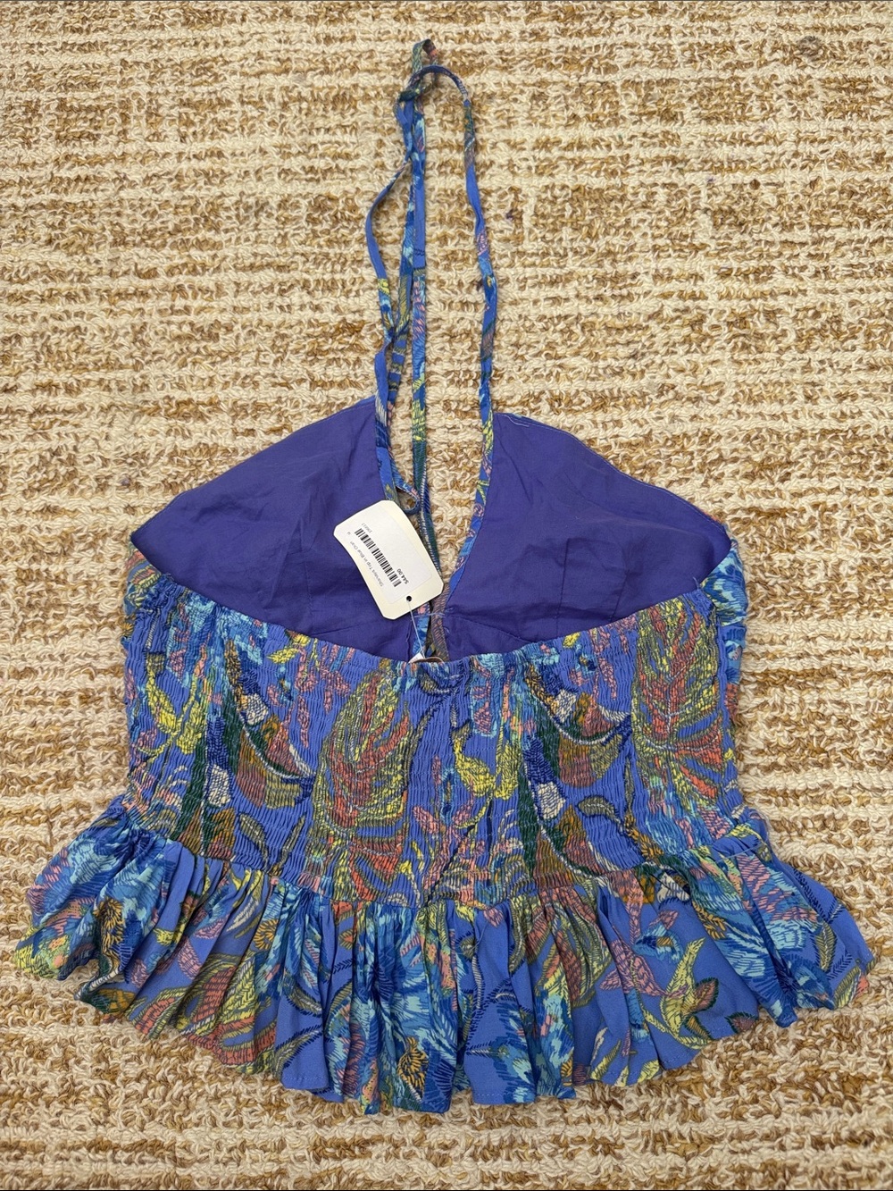 Olivaceous Blue Floral Smocked Halter Top - Picture 4 of 4